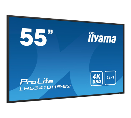 IIYAMA LH5541UHS-B2 139,7cm 55Zoll 3840x2160 4K UHD IPS panel 1precent Haze Landscape and Portrait mode Speakers 2x 10W VGA 3x HDMI