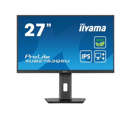 IIYAMA XUB2763QSU-B1 Green Choice 68,58cm 27Zoll IPS WQHD 100Hz 350cd/m2 2ms HDMI DP 2xUSB 3.2 SpeakersFreeSync 15cm Height Adj.