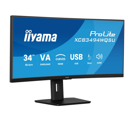 IIYAMA 86,36cm 34Zoll UW Curved VA-panel 3440x1440 120Hz 350cd/m2 04ms MPRT Speakers DisplayPort 2xHDMI USB HUB 2x 3.2 2xC Adaptive