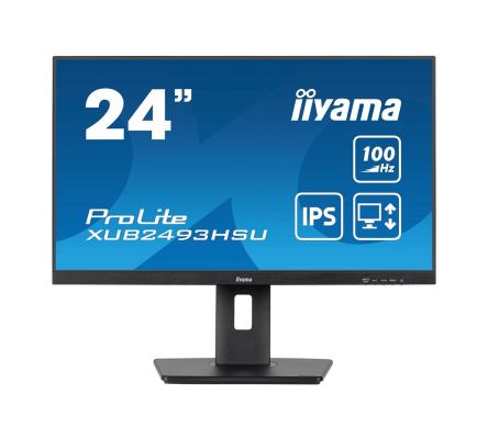 IIYAMA XUB2493HSU-B7 60,96cm 24Zoll IPS FHD 100Hz 300cd/m2 1ms Speakers HDMI DP 2xUSB 2.0 Speakers 15cm Height Adj. Stand