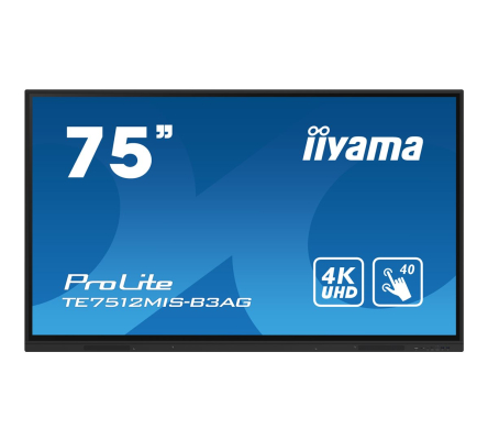 IIYAMA TE7512MIS-B3AG 1905cm 75Zoll iiWare10 Android 11 40-Points PureTouch IR with zero bonding 3840x2160 UHD IPS panel Metal
